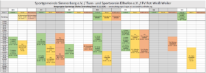 Belegungsplan Sportplatz, vom 02.12.2024